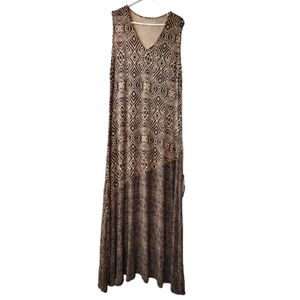 Soft Surroundings Brown Printed Maxi Dress Size Large